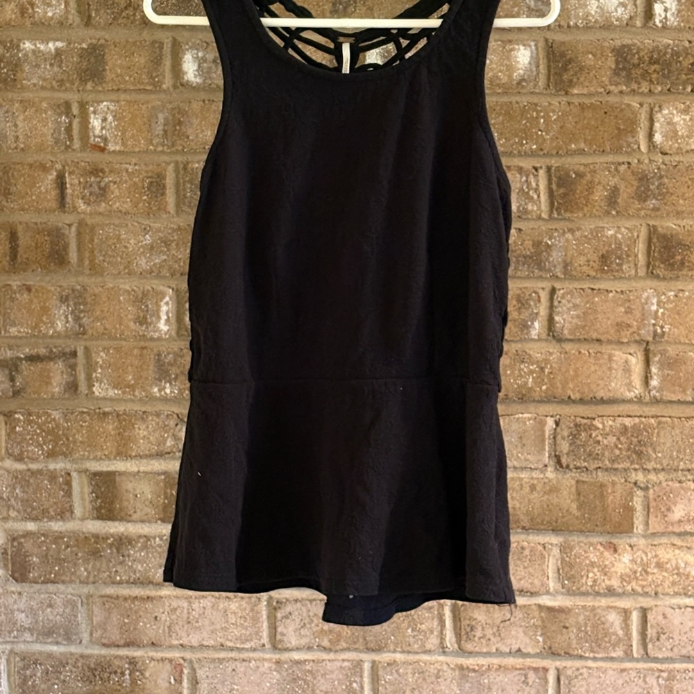Free People Black Sleeveless Top with Lace Back